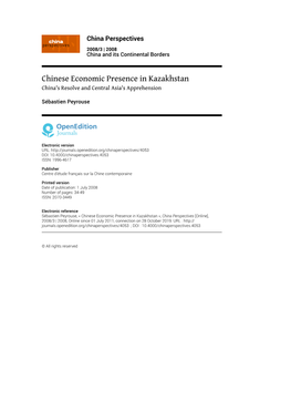 Chinese Economic Presence in Kazakhstan China's Resolve and Central Asia's Apprehension