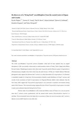 Re-Discovery of a “Living Fossil” Coccolithophore from the Coastal Waters of Japan and Croatia Kyoko Hagino1, 2*, Jeremy R