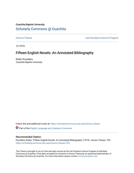 Fifteen English Novels: an Annotated Bibliography