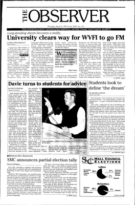 University Clears Way for WVFI to Go FM by BRAD PRENDERGAST University's Officers Had Accept­ South Bend Community