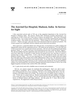 The Aravind Eye Hospital, Madurai, India: in Service for Sight