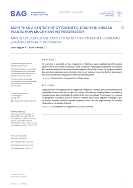 Than a Century of Cytogenetic Studies in Chilean Plants