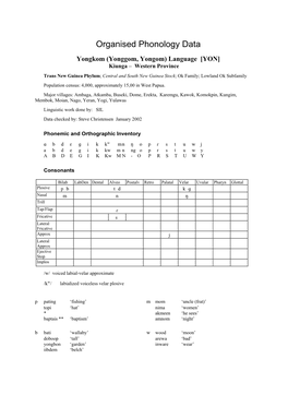 Organised Phonology Data