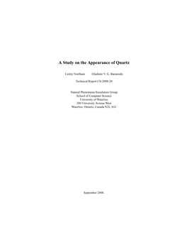 A Study on the Appearance of Quartz (PDF)