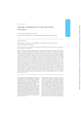 Liquid Ventilation in the Preterm Neonate