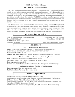 CURRICULUM VITAE Contact Information Education Work