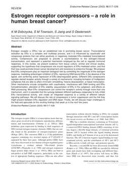 Estrogen Receptor Corepressors – a Role in Human Breast Cancer?