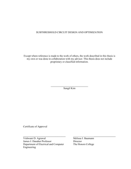 Subthreshold Circuit Design and Optimization