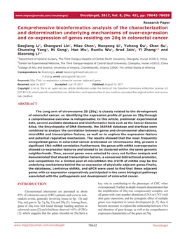 Comprehensive Bioinformatics Analysis of the Characterization And