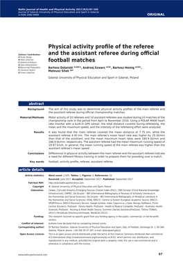 Physical Activity Profile of the Referee and the Assistant Referee During Official Football Matches