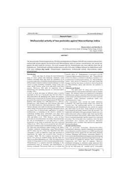 Molluscicidal Activity of Two Pesticides Against Macrochlamys Indica