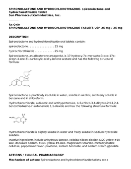 Rx Onlyspironolactone and HYDROCHLOROTHIAZIDE TABLETS USP 25 Mg / 25 Mg