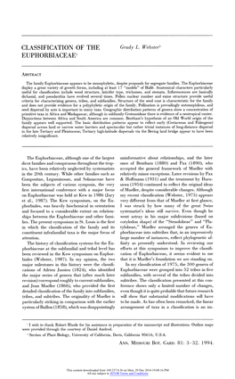 Classification of the Euphorbiaceae