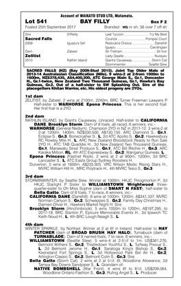 Lot 541 BAY FILLY Box F 2 Foaled 25Th September 2017 Branded: Nrsh;36Over7offsh