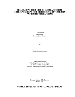 Reliable Fine-Pitch Chip-To-Substrate Copper Interconnections with High-Throughput Assembly and High Power-Handling