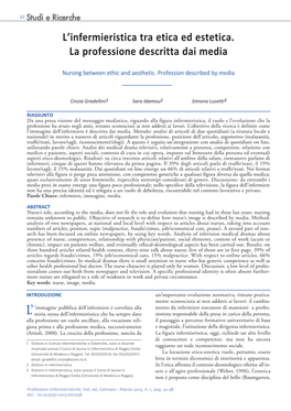 L'infermieristica Tra Etica Ed Estetica. La Professione Descritta Dai Media
