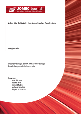 Asian Martial Arts in the Asian Studies Curriculum
