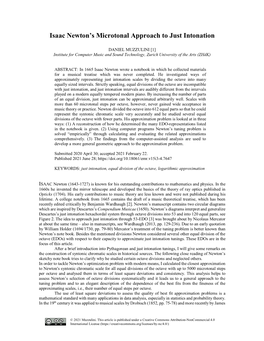 Isaac Newton's Microtonal Approach to Just Intonation