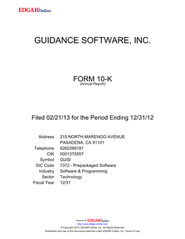 Guidance Software, Inc