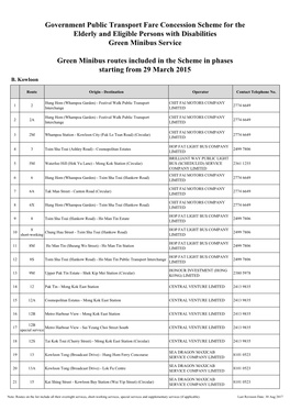 Route List of the Scheme (With Operators Info and Hotline) (EN