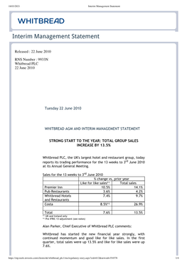 Interim Management Statement