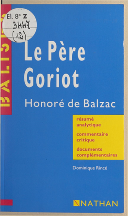 Le Père Goriot Honoré De Balzac