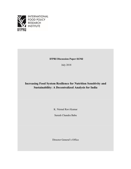 Increasing Food System Resilience for Nutrition Sensitivity and Sustainability: a Decentralized Analysis for India