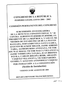 CONGRESO DE LA REPÚBLICA (Sesión De Instalación)