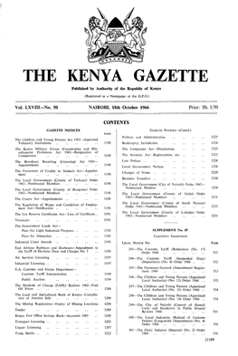 THE KENYA GAZETTE Published by Authority of the Republic of Kenya