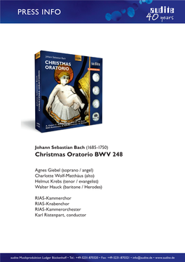 Johann Sebastian Bach (1685-1750) Christmas Oratorio BWV 248