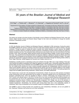 35 Years of the Brazilian Journal of Medical and Biological Research