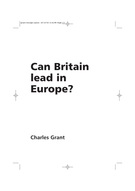 Can Britain Lead in Europe?