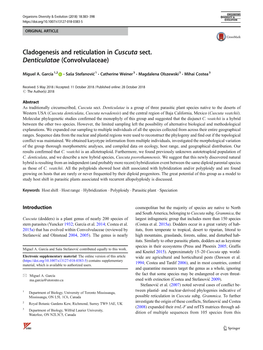 Cladogenesis and Reticulation in Cuscuta Sect. Denticulatae (Convolvulaceae)