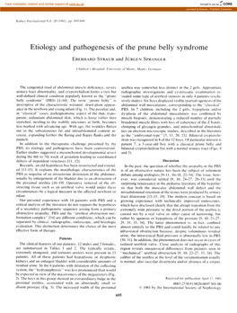 Etiology and Pathogenesis of the Prune Belly Syndrome