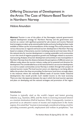 The Case of Nature-Based Tourism in Northern Norway