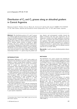 Distribution of C3 and C4 Grasses Along an Altitudinal Gradient in Central Argentina