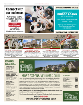 Most Expensive Homes Sold Full Page Ad