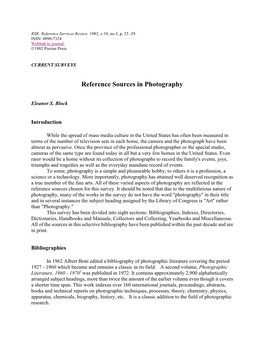 Reference Sources in Photography