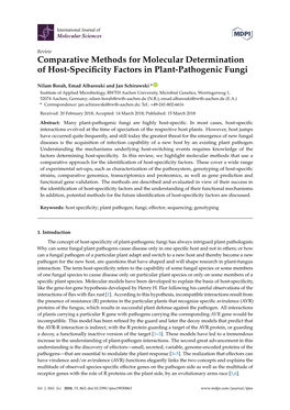 Comparative Methods for Molecular Determination of Host-Specificity