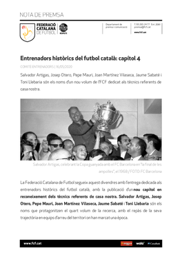 Entrenadors Històrics Del Futbol Català: Capítol 4