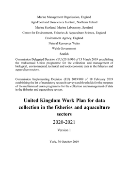 United Kingdom Work Plan for Data Collection in the Fisheries and Aquaculture Sectors 2020-2021