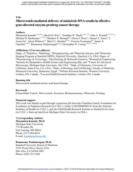 Microvesicle-Mediated Delivery of Minicircle DNA Results in Effective Gene-Directed Enzyme Prodrug Cancer Therapy