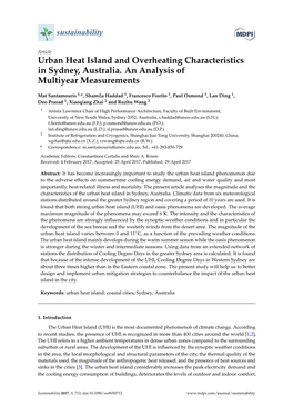 Urban Heat Island and Overheating Characteristics in Sydney, Australia