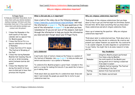 Year 5 and 6 Religious Celebrations Home Learning Challenges Why