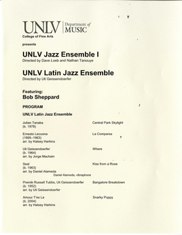 UNLV Jazz Ensemble I Directed by Dave Loeb and Nathan Tanouye