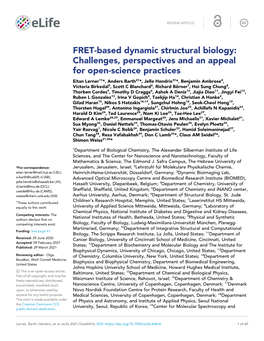 FRET-Based Dynamic Structural Biology: Challenges, Perspectives and an Appeal for Open-Science Practices