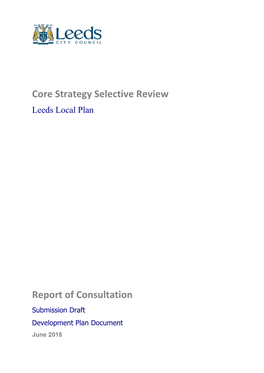 Core Strategy Selective Review Report of Consultation