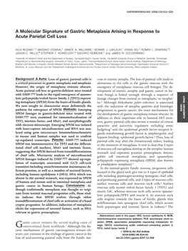 A Molecular Signature of Gastric Metaplasia Arising in Response to Acute Parietal Cell Loss