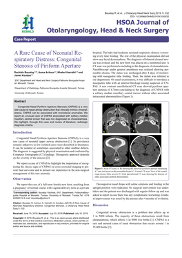 Congenital Stenosis of Piriform Aperture