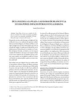 De La Iglesia a La Plaza: Las Damas De Blanco Y La Lucha Por El Espacio Público En La Habana